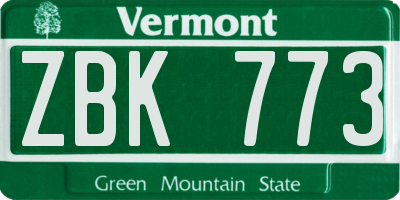 VT license plate ZBK773