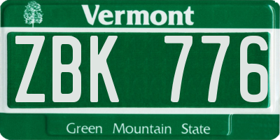VT license plate ZBK776