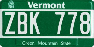 VT license plate ZBK778