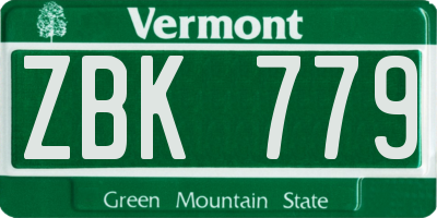 VT license plate ZBK779