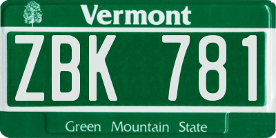 VT license plate ZBK781