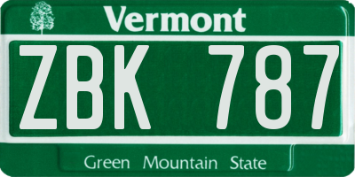 VT license plate ZBK787