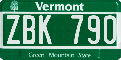 VT license plate ZBK790