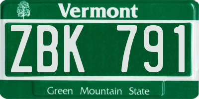 VT license plate ZBK791