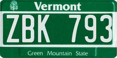 VT license plate ZBK793