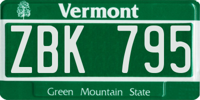 VT license plate ZBK795