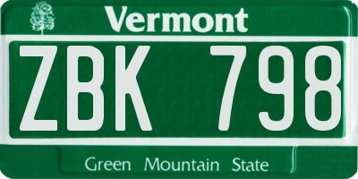 VT license plate ZBK798