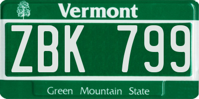 VT license plate ZBK799