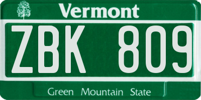 VT license plate ZBK809