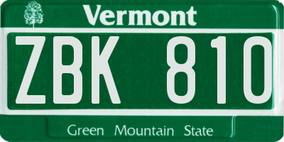 VT license plate ZBK810