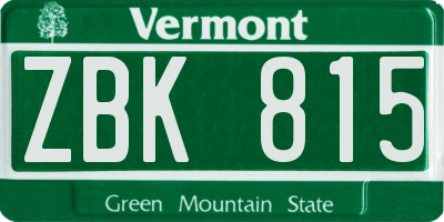 VT license plate ZBK815