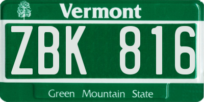 VT license plate ZBK816