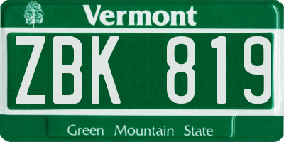 VT license plate ZBK819
