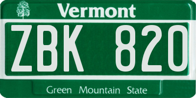 VT license plate ZBK820