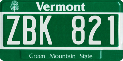 VT license plate ZBK821