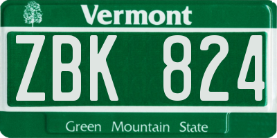 VT license plate ZBK824