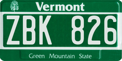 VT license plate ZBK826