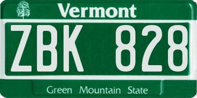VT license plate ZBK828