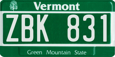 VT license plate ZBK831