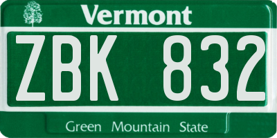 VT license plate ZBK832