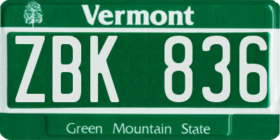VT license plate ZBK836