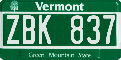 VT license plate ZBK837