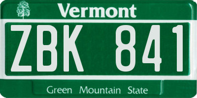 VT license plate ZBK841