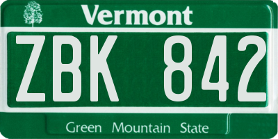 VT license plate ZBK842