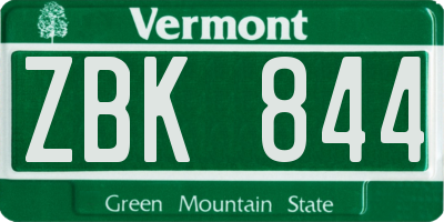VT license plate ZBK844