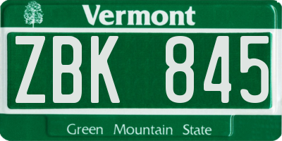 VT license plate ZBK845