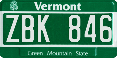 VT license plate ZBK846