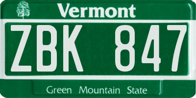VT license plate ZBK847