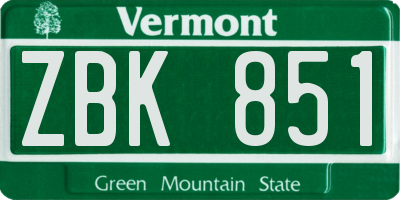 VT license plate ZBK851