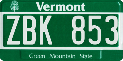 VT license plate ZBK853