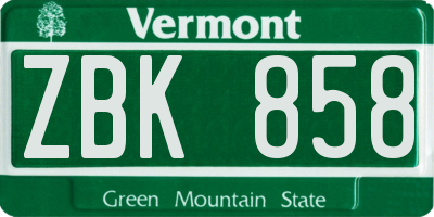 VT license plate ZBK858