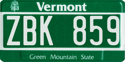 VT license plate ZBK859