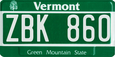 VT license plate ZBK860