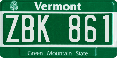 VT license plate ZBK861