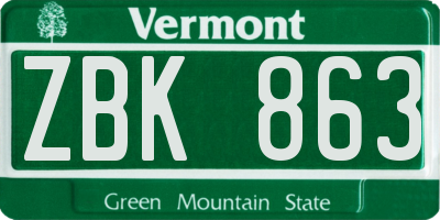 VT license plate ZBK863