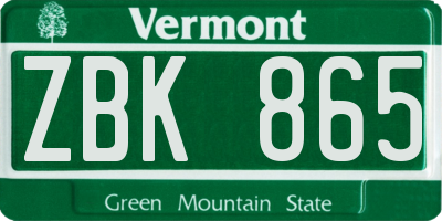 VT license plate ZBK865
