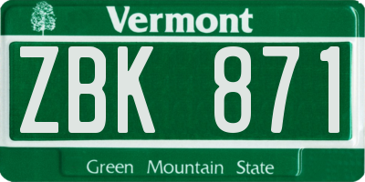 VT license plate ZBK871