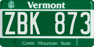 VT license plate ZBK873