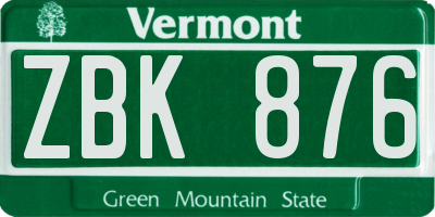 VT license plate ZBK876