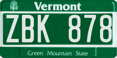 VT license plate ZBK878