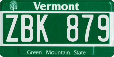 VT license plate ZBK879