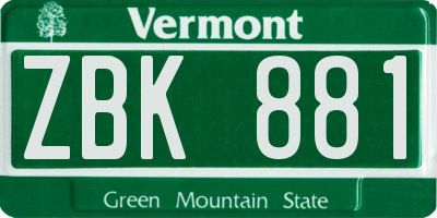 VT license plate ZBK881