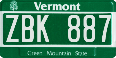 VT license plate ZBK887