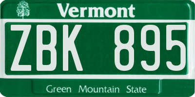 VT license plate ZBK895