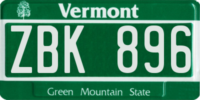VT license plate ZBK896