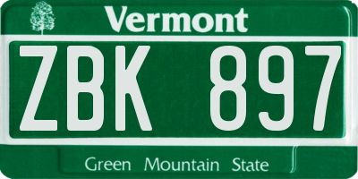 VT license plate ZBK897